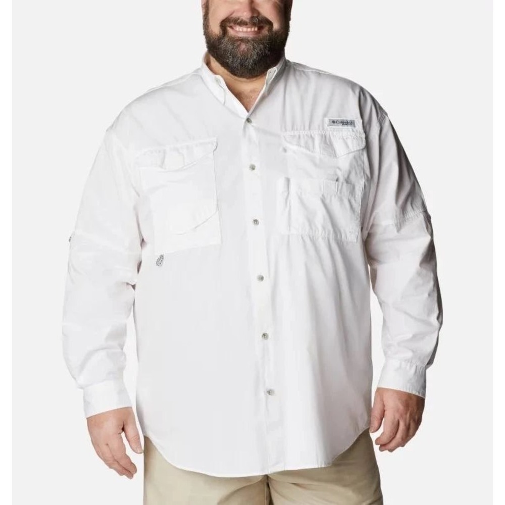 Columbia PFG Bahama II Fishing Shirt Mens XL White Long Sleeve Ventilated Travel